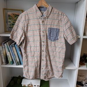 Y2K Vans Men's Short Sleeve Button Up Shirt Cotton Size Medium Skate Surf Hippy